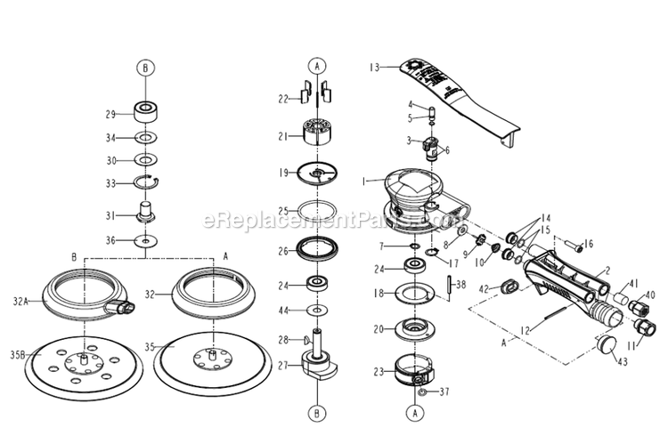 Chicago Pneumatic CP7255HCVE Air Sander Power Tool Section 1 Diagram